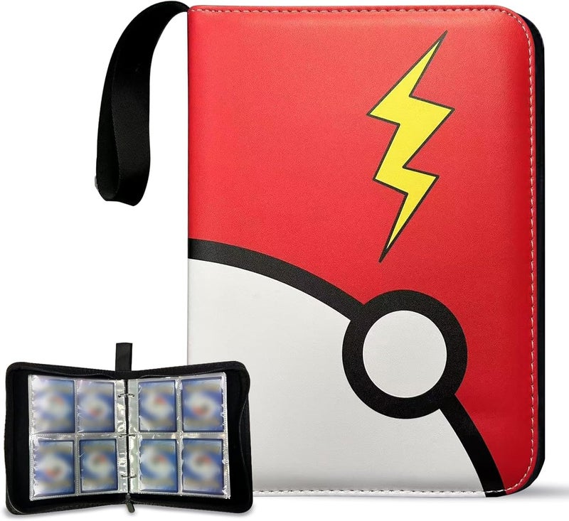 awedsu Collectible Trading Card Albums,Collectible Trading Card Protective Sleeves,Card Binder 4-Pocket,400 Pockets Card Case Holder for TCG, Sports Card.… (Red) - Image 1